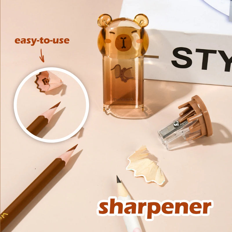 Kit 6pcs Cute Capybara Stationery Set Back To School Material