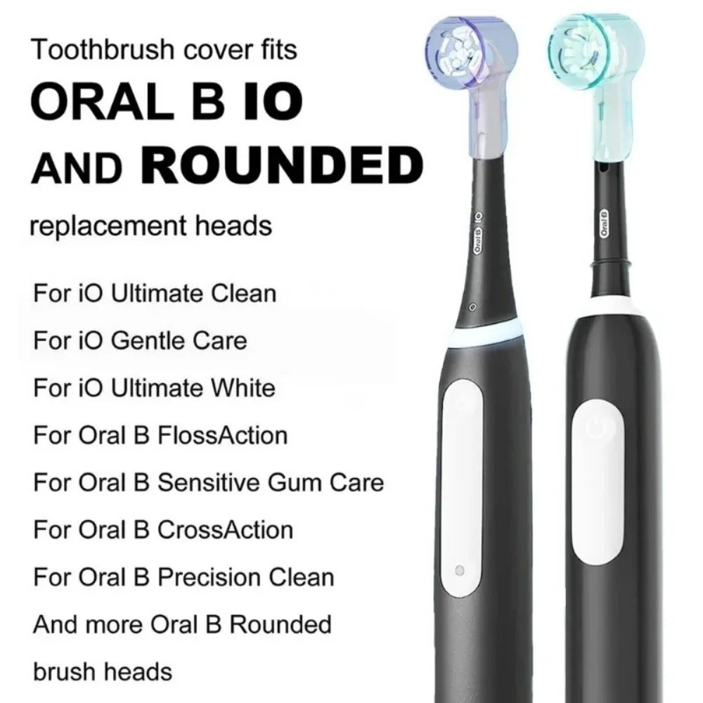 Kit com 2 ou 4 capas protetoras contra poeira para cabeças de escova de dentes elétrica, compatíveis com as linhas Braun Oral-B e iO.