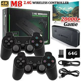 Consola de videojuegos M8, mando inalámbrico dual de 2,4 GHz, 4K, 10 000 juegos, 64 GB, retro, regalo de Navidad