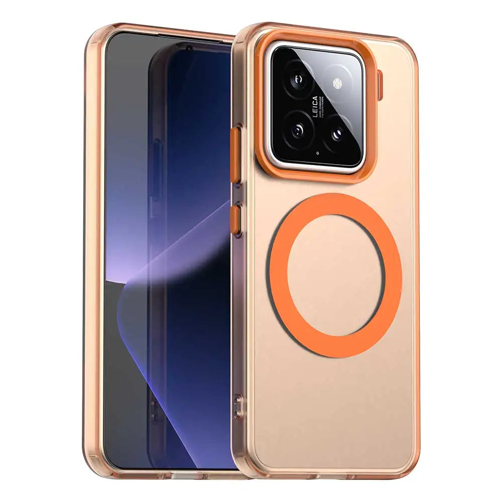 Magnetic Wireless Charging Case For Xiaomi 15 Mi 14 14T Pro Cover Candy Colors Transparent Back Shell Coque