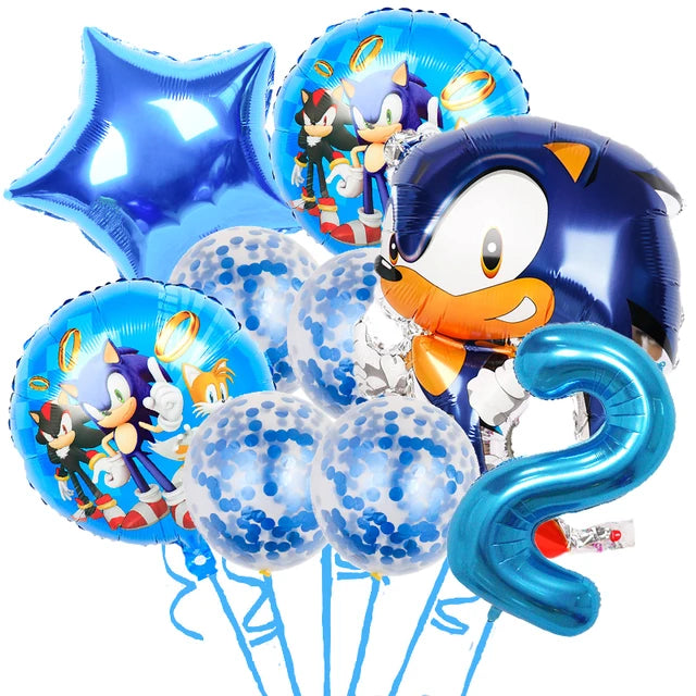 Sonic the Hedgehog Fontes do partido, Foil Balões, Látex Balões Kit, Decorações de aniversário, Balões Número, Decoração Presentes, 32"