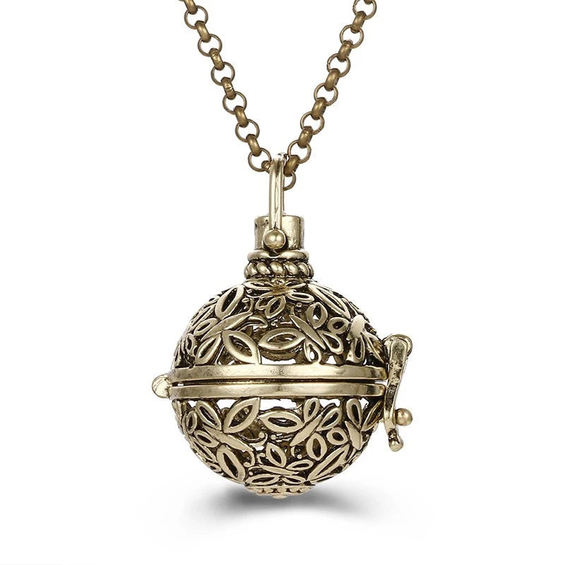 New Aroma Water Droplets Cage Lockets Necklace Heart Shaped Zircon Essential Oil Diffuser Set Combination Woman Pendant Jewelry