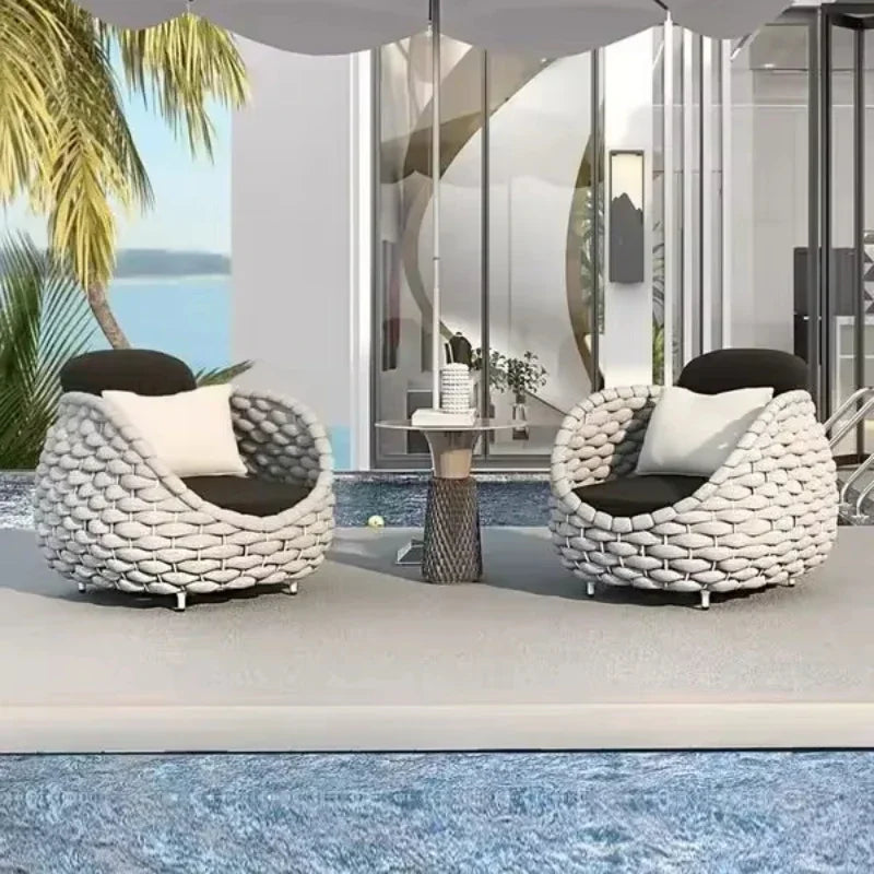 Outdoor Seat Outdoor Rattan Sofa Courtyard Combination Double Chair Leisure Terrace Villa Living Room Balcony Furniture Home