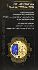 NAVIFORCE Luxury Quartz Watch for Men Honeycomb Dial Design Stainless Steel Wristwatch Dual Display Digital Watches Male Clock