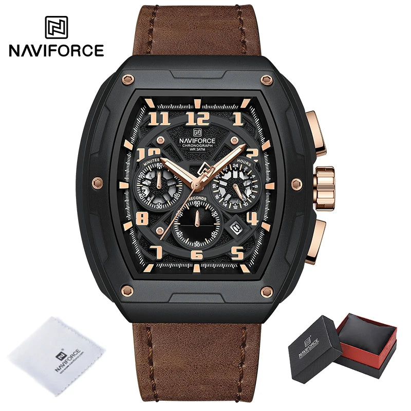 NAVIFORCE Luxury Brand Men's Sports Watch Quartz 24-Hour Chronograph Waterproof Male Wristwatches Date Display Clock Reloj Hombre