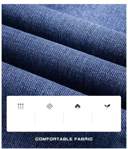 2025 Spring Autumn Men's Straight Jeans Denim Pants Classic Style Business Stretch Casual Trousers Large Size 40 42 44 46