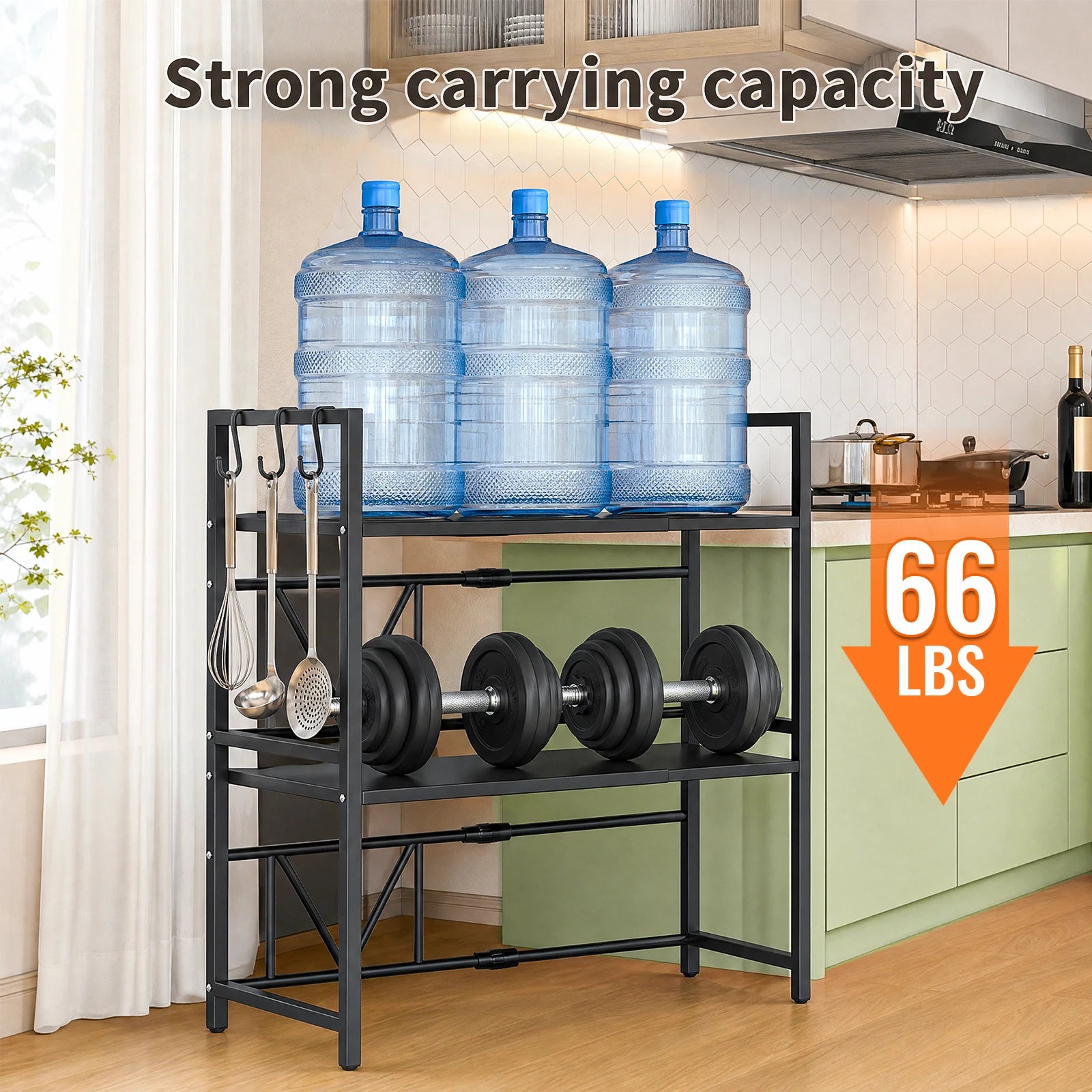 3-Tier Microwave Oven Rack Shelf Kitchen Countertop Oven Rack Expandable Seasoning Storage Rack Stand Storage Tableware Racks
