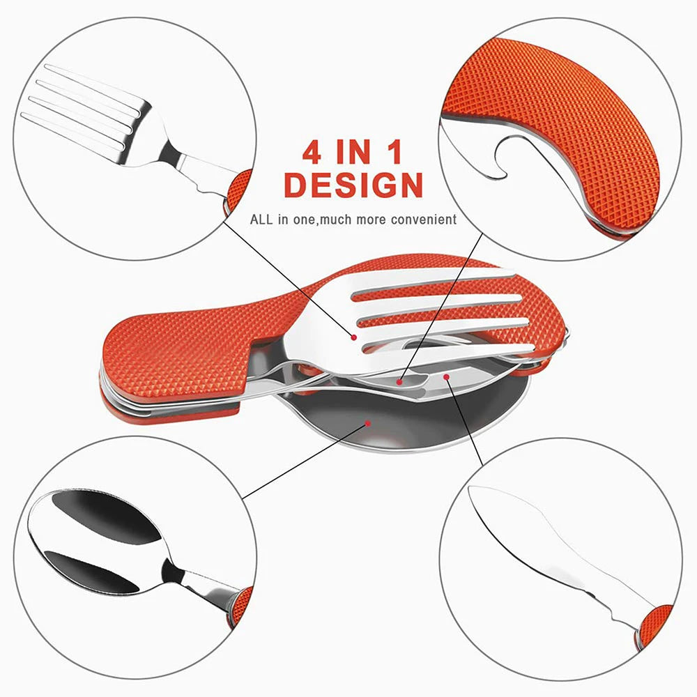 Juego de utensilios plegables para acampar: combinación multifuncional de cuchillo, tenedor y cuchara para actividades al aire libre y deportes, Camping, Picnic y viajes
