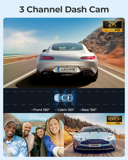 AZDOME M550 Pro 5.8Ghz WiFi 3 Channel Dash Cam 4K+1080P Built-in GPS 3.19" IPS Screen Car DVR IR Night Vision 24H Parking Mode
