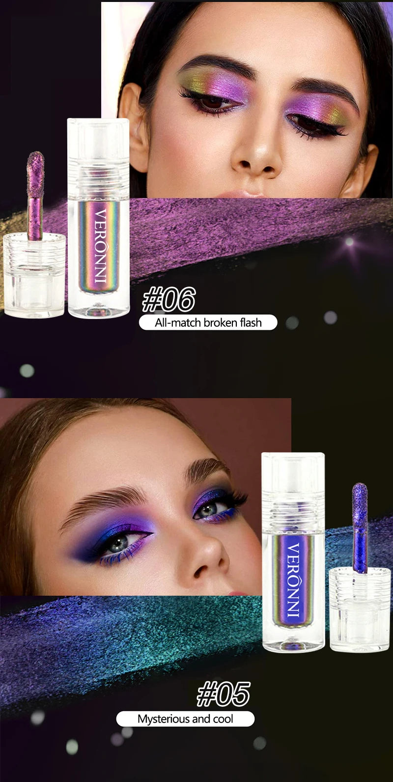 Chrome Shifting Pigments Chameleon Liquid Eyeshadow Shiny Long Lasting Multichrome High Eyeshadow Liquid Eye Makeup Art Cosmetic