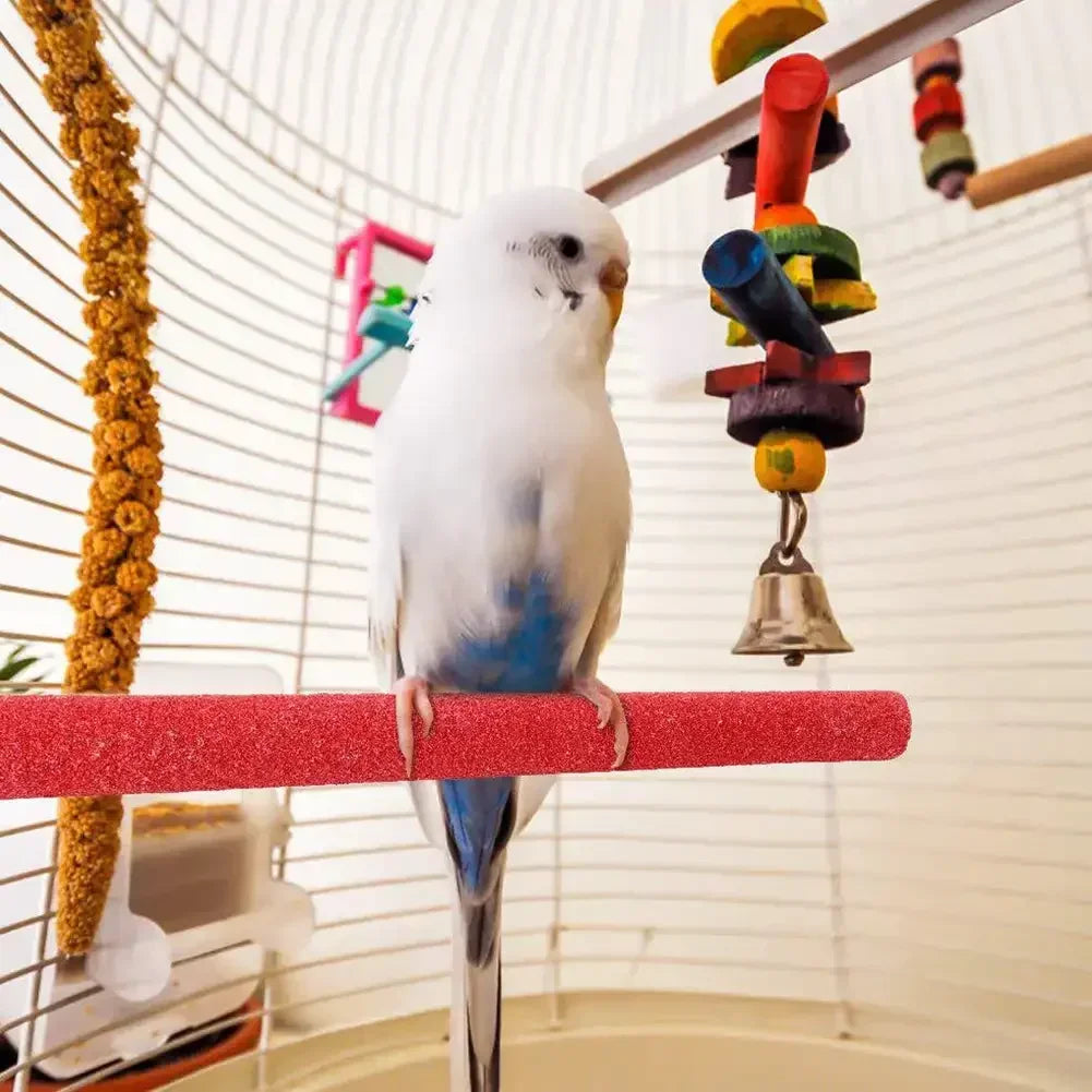 Barra para afilar picos y garras de pájaro, palo de pie, estación para loros, suministros para pájaros, soporte para afilar garras de loro, accesorios para jaulas