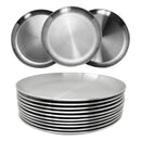 4Pcs Stainless Steel Round Plate Bone Spitting Dish Shallow Tray Metal Camping Plate Dining Disc BBQ Picnic Dishes Cookware