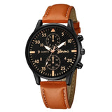 Reloj de pulsera de cuarzo para hombre, correa de cuero marrón, informal, de lujo, sin caja, 4 unidades, 2 unidades, 1 unidad 