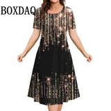 Tie Dye Gradient 3D Print Womens Dress Summer Plus Size Short Sleeve O-Neck Loose A-Line Dress Casual Fashion Women Clothing 9XL