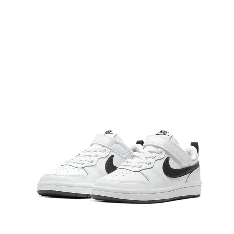 Tênis Nike Court Borough Low 2 branco e preto para crianças e crianças de meia-idade