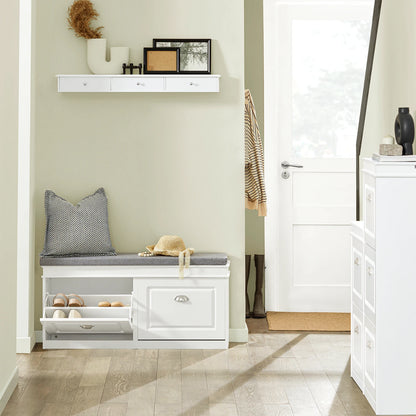 SoBuy FSR64 Shoe dump truck seat chest of drawers bench with seat cushion shoe bench with 2 flaps BHT approx.: 104x52x24cm