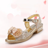 Girls Princess Shoes Summer Children High Heels Open-toe Party Wedding Toddler Sandals Non-slip Kids Casual Sequins Beach Shoes