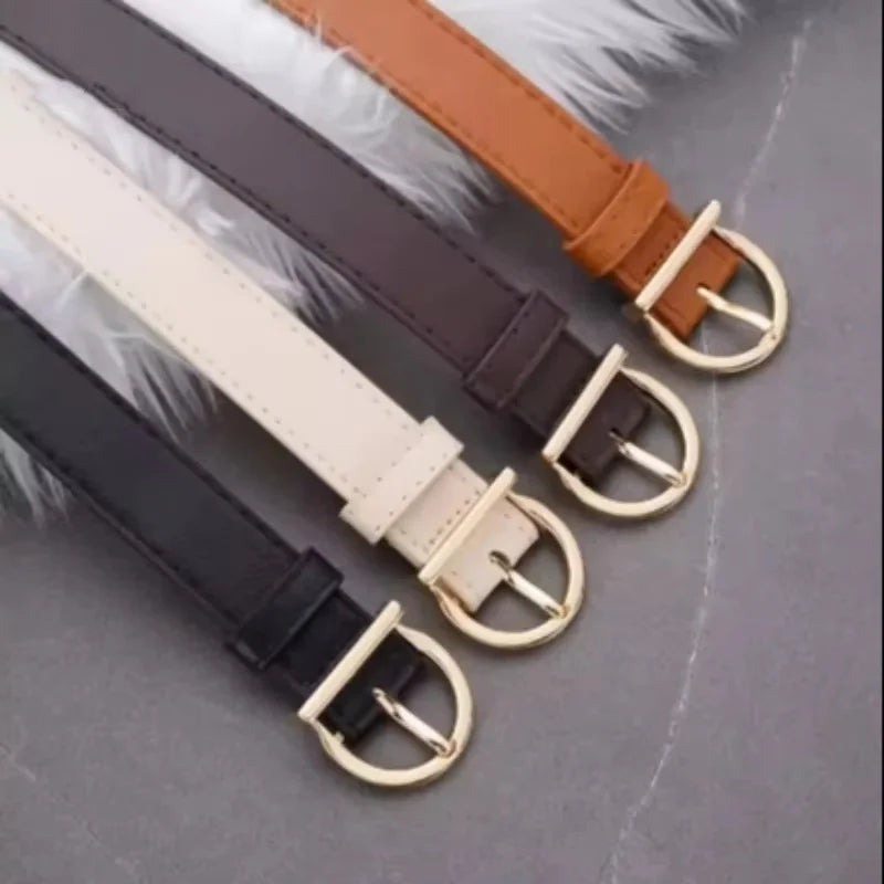 Women's Belt Fashion Pin Buckle Thin Belt Genuine Luxury Soft Belt Women With Cargo Pants Jeans Windproof Belt PU Leather Belt
