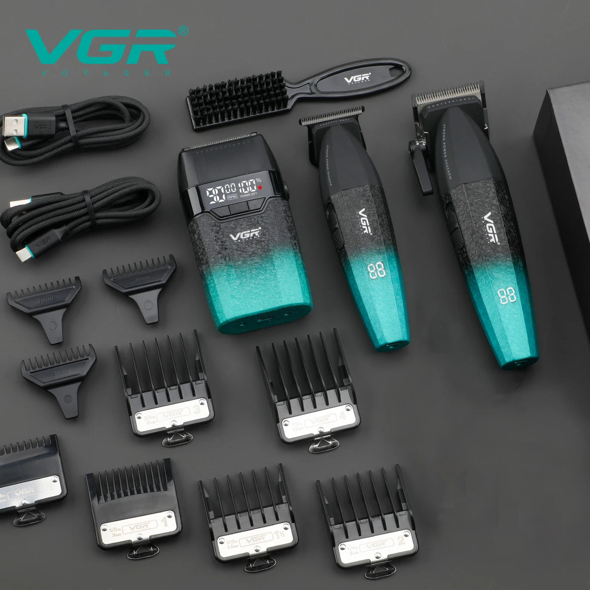 VGR Professional Hair Trimmer 9000 RPM Cordless Hair Clipper Rechargeable Hair Trimmer Metal Trim