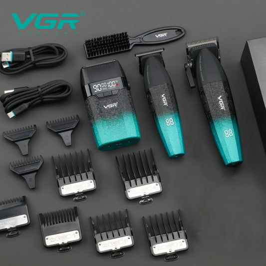VGR Aparador de Pelos Profissional 9000 RPM Máquina de Cortar Cabelo Sem Fio Máquina de Cortar Cabelo Recarregável Metal Aparado