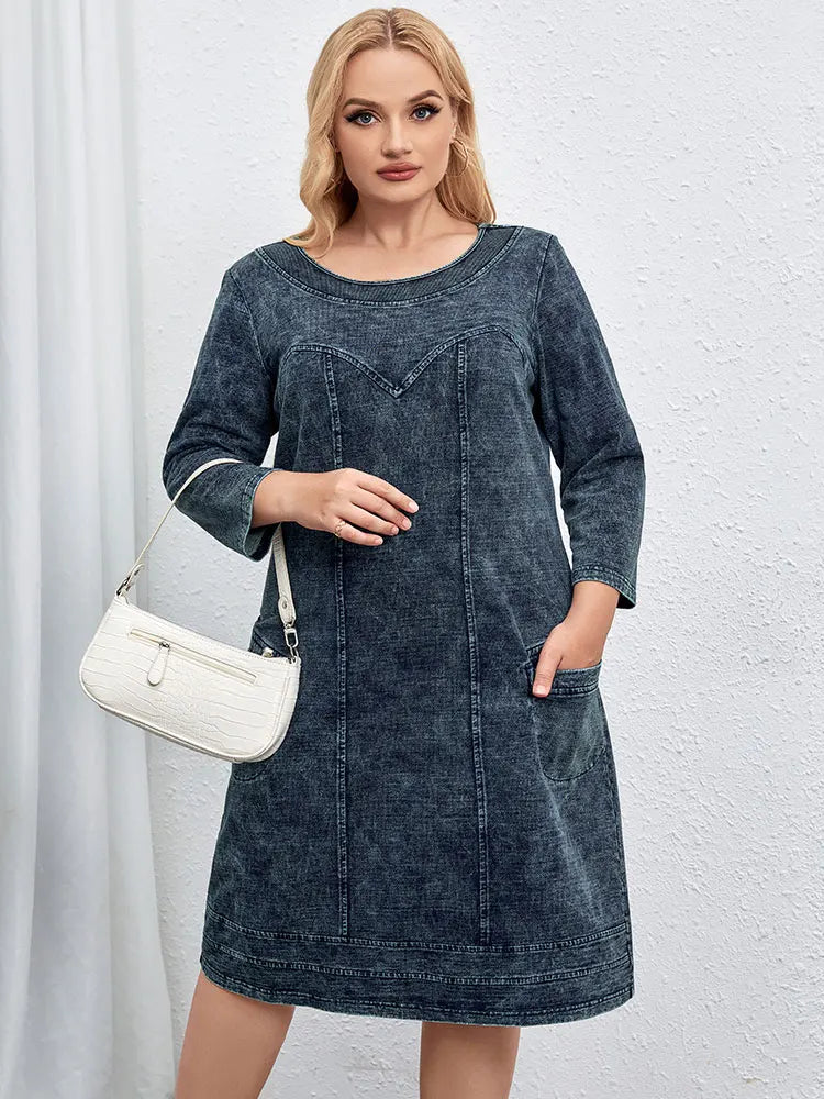 Vestido jeans casual feminino plus size solto ajuste mini vestido várias cores disponíveis