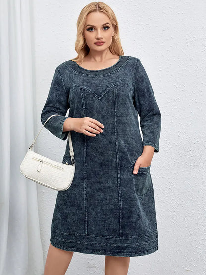 Vestido vaquero informal para mujer, talla grande, holgado, minivestido, varios colores disponibles 