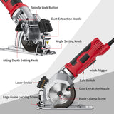 Geevorks Mini Circular Saw 4.8 Amp 4-1/2 Inch Compact Circular Saw 3700RPM Electric Circular Saws with Laser Cutting Guide