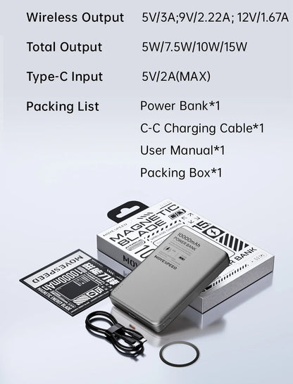 MOVESPEED S10 Magnetic Power Bank 10000mAh 15W Wireless Fast Charge PD20W Mini Portable PowerBank for iPhone Samsung Xiaomi