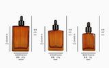 100ml ‌Amber Flat-Shoulder Rectangular Essential Oil Dropper Bottle – 100ml Refillable Glass Container Cosmetic Containers