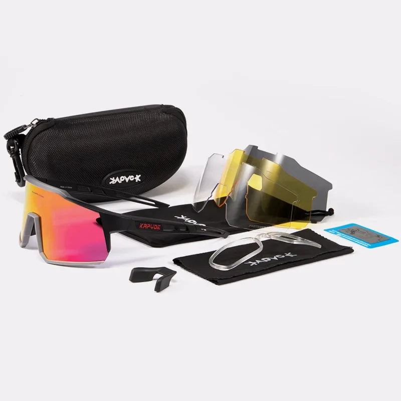Men Women Polarized 4 Lens Sunglasses Cycling Bike Glasses Bicycle MTB Goggle Outdoor Sport Eyewear Anti-Glare Uv400 Equipment