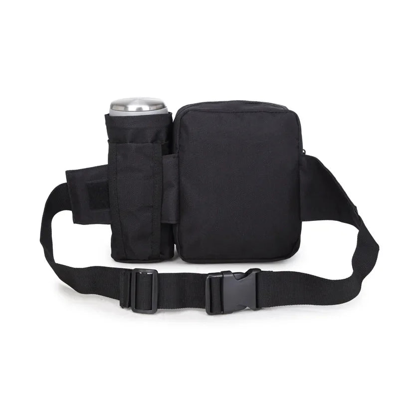 Tactical Running Waist Bag Outdoor Small Waterproof Canvas Backpack Unisex Sports Functional Bottle Carrier For Outdoor Activiti