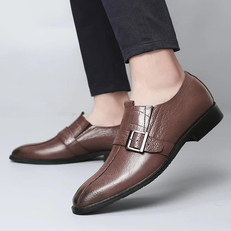 British Style Genuine Leather Wedding Oxfords Business Shoes Mens Casual Leather Crocodile Pattern Office Work Shoes Dress Shoes
