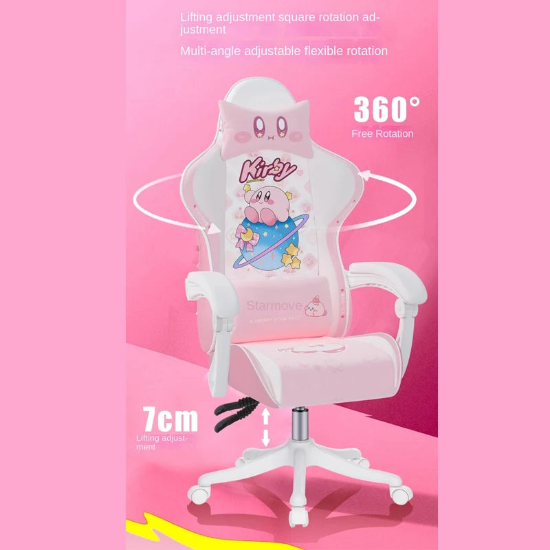 Cute Cartoon Gaming Chair Computer Office Chair Home Reclining Lift Comfortable Student Dormitory Swivel Chair Nylon Feet