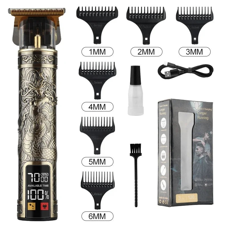 T9 LCD Electric Hair Trimmer Oil Shaving Head Electric Clipper Engraving Electric Clipper Hair Precision Trimmer for Men Care