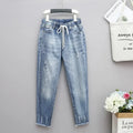 XL-6XL Plus Size jeans for Women Mom Jeans Woman Elastic High Waist Blue BaggyJeans Denim Ripped Jeans Female Harem Pants