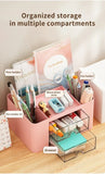1PC Pen Organizer With 2 Drawer Multi-Functional Pencil Holder For Desk Holder Storage Box For Desk Office Supplies Vanity Table