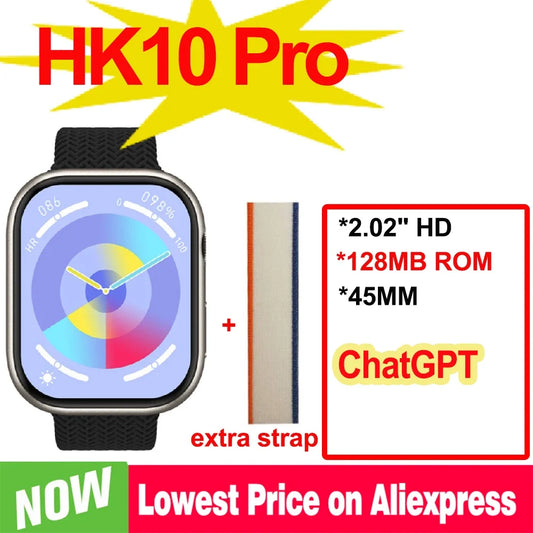 Fashion Watch HK10 Pro Smart Watch NFC ChatGPT 2.02'' Music Bluetooth Call Fitness Tracker Ai Voice Sports SmartWatch Men Women