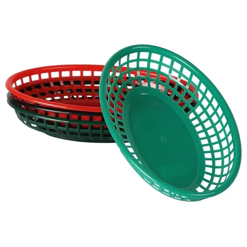 Photo Prop Plastic Food Baskets Reusable Colorful Bread Plate Oval Shape Basket Serving Desktop Decor