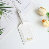 Customized Letters Smooth PU Leather Classic Ultra-Thin Travel Aviation Luggage Tag Signature Luggage Label