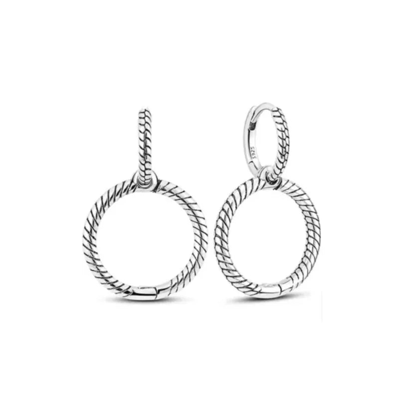 2024 New 925 Silver Plated Double Hoop Earrings For Women Butterfly Sun Moon Heart DIY Accessories 