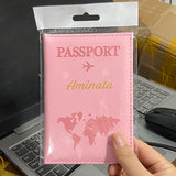 Funda de pasaporte personalizada con nombre en color dorado, billetera de viaje para hombre y mujer, porta pasaporte personalizable con nombre, tarjetero de presentación