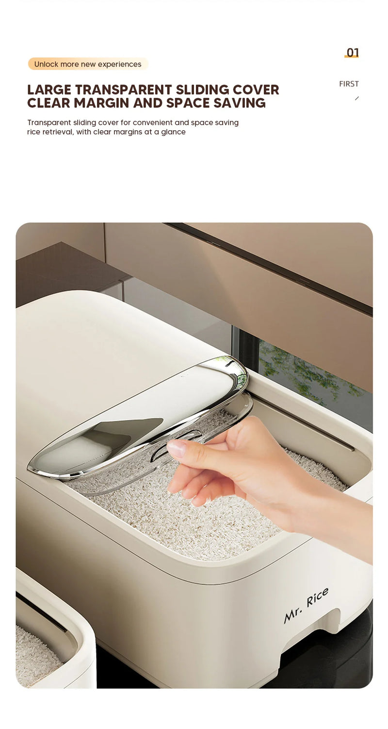 10KG Rice Storage Box Home with Lid Insect Proof Moisture Proof Rice Box Grain Sealed Jar Kitchen Container Storing Dry Grain