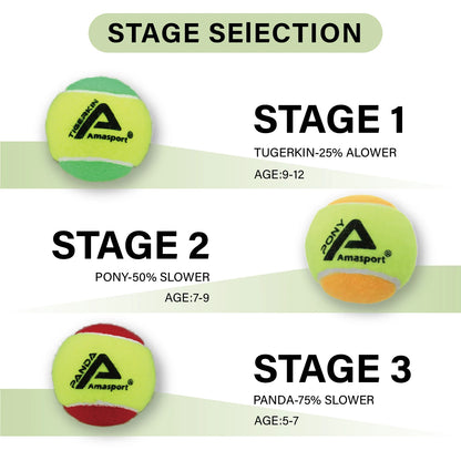 AMA SPORT Kids Training (Transition) Balls 20% 50% 75% Slower For Beginner Child Practice Tennis Soft Beach Tennis Ball 6~12PCS