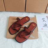 Women's Flat Sandals Crossbody Slip-On Casual Shoes Synthetic Leather Upgraded TPR Lightweight Wear-Resistant Flats