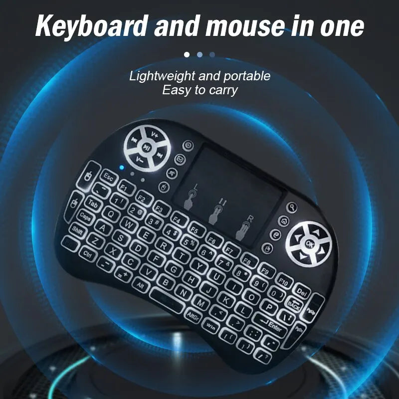 Mini teclado inalámbrico Flight Mouse 2,4 g, panel táctil grande, computadora digital, batería seca, carga USB, teclado de doble propósito