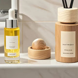 Difusor de Madeira para Óleos Essenciais (Carro) – Design Esférico, Dispersão de Fragrância Natural, Decoração para Quarto e Carro
