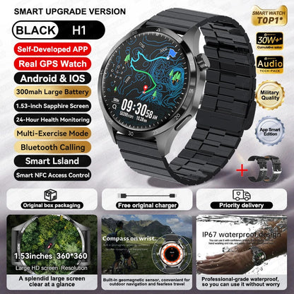 Original 2025 New For HUAWEI GPS Smart Watch Men Bluetooth Call NFC Access Heart Rate 300mAh IP68 Waterproof Smartwatch For IOS