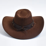 Artificial Suede Western Cowboy Hats Vintage Wide Brim Gentleman Cowgirl Jazz Hat Holiday Party Cosplay Hat