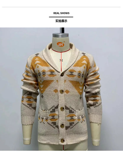 2024 Men's Thick Warm Cardigan Sweaters Oversized Harajuku Cartoon Knitted Sweater Pullover Male Streetwear Knitwear Men Tops