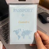 Funda de pasaporte personalizada con nombre en color dorado, billetera de viaje para hombre y mujer, porta pasaporte personalizable con nombre, tarjetero de presentación